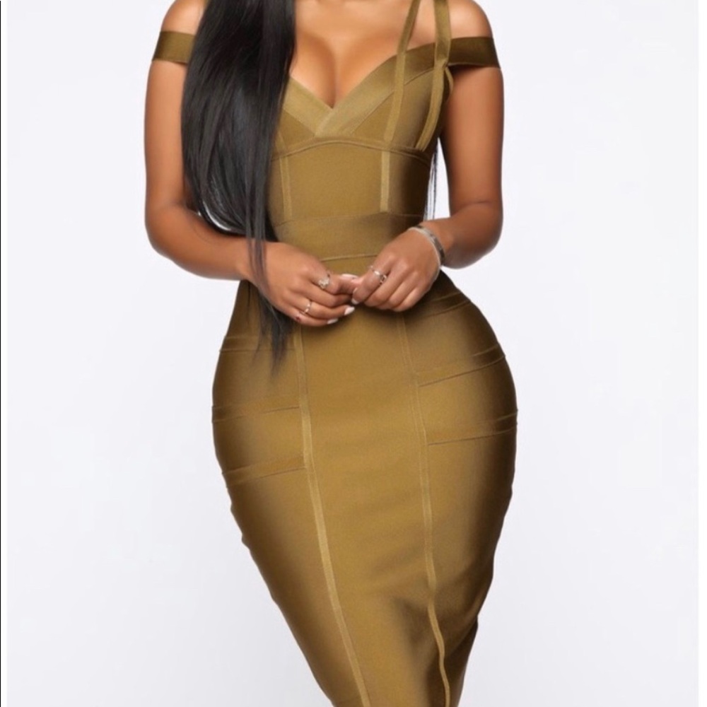 Fashion Nova olive green bandage dress
